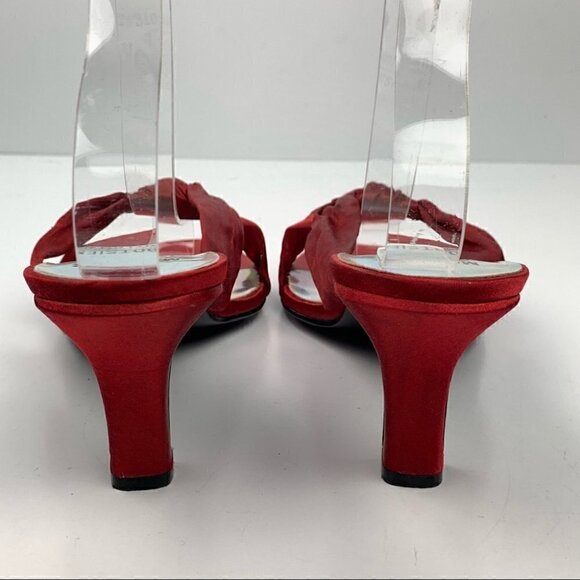 Mooties Tootsies collection heels size 7.5 deep crimson red satin formal - Picture 4 of 12